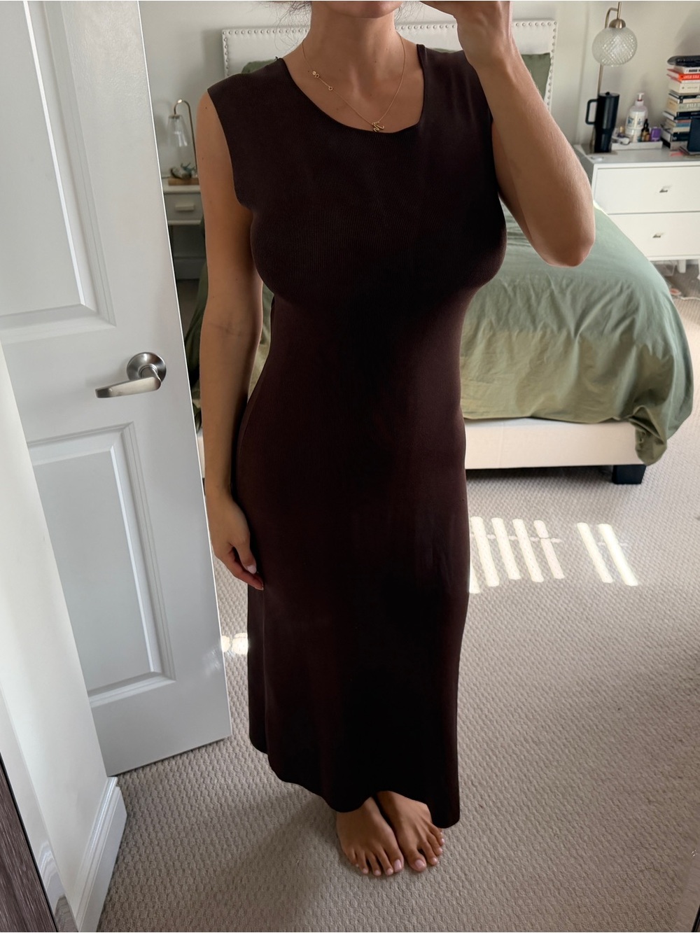 ZARA Brown Fine Knit Cutout Dress